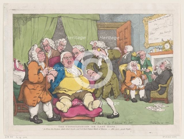 The Consultation, or Last Hope, June 30, 1808., June 30, 1808. Creator: Thomas Rowlandson.