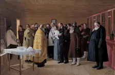 The Consecration of the Vodka Shop, 1904. Artist: Orlow, Nikolai Vasilievich (1863-1924)