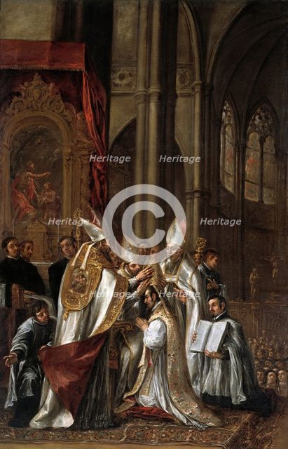 The consecration of Saint Ambrose as archbishop, c1673. Creator: Juan de Valdés Leal.