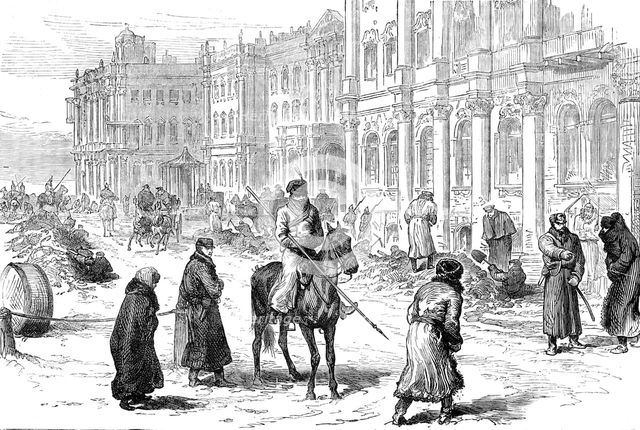 The Conspiracies in St. Petersburg: searching for mines in front of the Winter Palace, 1881. Creator: Unknown.