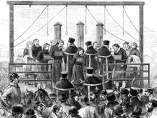 The Conspiracies in St. Petersburg: the Nihilists on the scaffold, 1881. Creator: Unknown