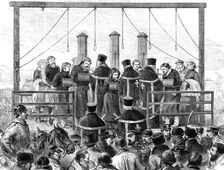 The Conspiracies in St. Petersburg: the Nihilists on the scaffold, 1881. Creator: Unknown