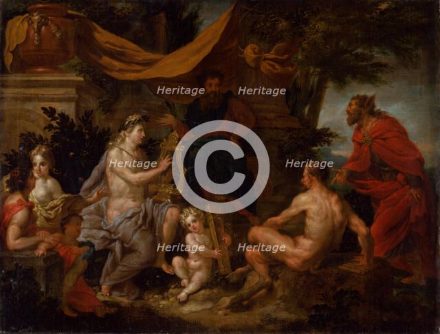 The contest between Apollo and Pan, ca 1690. Creator: Maes, Godfried (1649-1700).