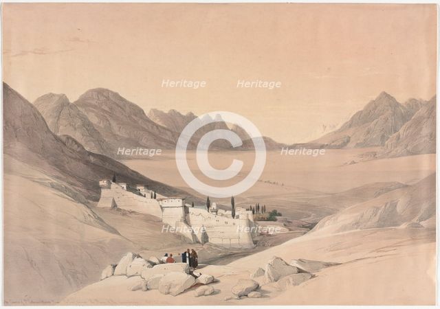 The Convent of St. Catherine, Mount Sinai, Looking towards the Plain of the Encampment, 1839. Creator: David Roberts (British, 1796-1864).
