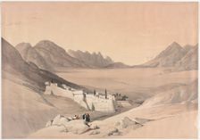The Convent of St. Catherine, Mount Sinai, Looking towards the Plain of the Encampment, 1839. Creator: David Roberts (British, 1796-1864)