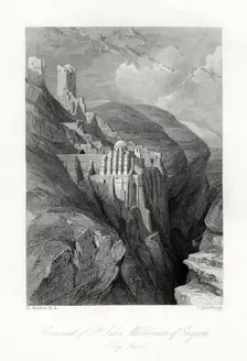 The Convent of St Saba, Wilderness of Engadi, Holy Land 19th century.Artist: J Horsburgh