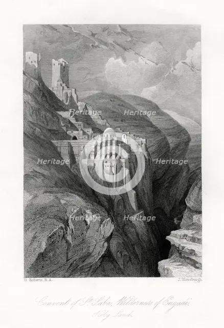 'The Convent of St Saba, Wilderness of Engadi, Holy Land', 19th century.Artist: J Horsburgh