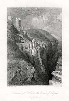 The Convent of St Saba, Wilderness of Engadi, Holy Land 19th century.Artist: J Horsburgh