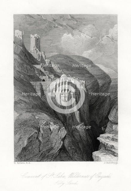 'The Convent of St Saba, Wilderness of Engadi, Holy Land', 19th century.Artist: J Horsburgh