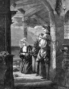 "The Convent Shrine" by Frank Wyburd, in the Gallery of the British Institution, 1862. Creator: W Thomas