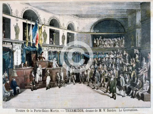 The Convention, scene from "Thermidor", at the Theatre de la Porte Saint-Martin, Paris, 1896 Creator: F Meaulle.