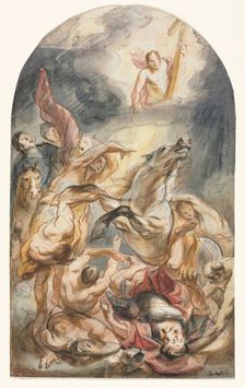 The Conversion of Saul with Christ and the Cross, c. 1645-1647. Creator: Jacob Jordaens (Flemish, 1593-1678)
