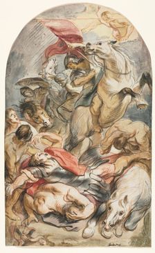 The Conversion of Saul with Horseman and Banner, c. 1645-1647. Creator: Jacob Jordaens (Flemish, 1593-1678)