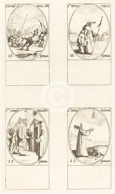 The Conversion of Saul; St. Paul; St. John Chrysostom; St. Cyril of Alexandria. Creator: Jacques Callot.