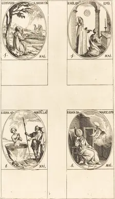 The Conversion of Saint Augustine; Saint Hilary; Saint John before the Latin Portal... Creator: Jacques Callot