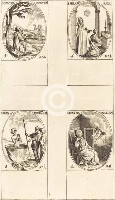 The Conversion of Saint Augustine; Saint Hilary; Saint John before the Latin Portal... Creator: Jacques Callot.