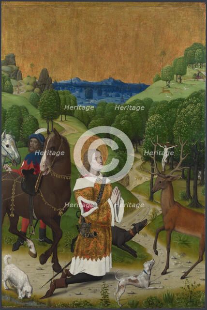 The Conversion of Saint Hubert. Shutter from the Werden Altarpiece, ca 1485. Artist: Master of the Life of the Virgin, (Workshop) (active 1463-1490)