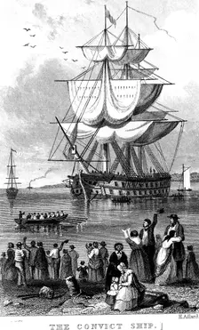 The Convict Ship c1820. Artist: Henry Adlard