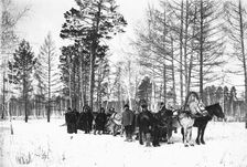 The convoy is in the woods, 1890. Creator: Unknown