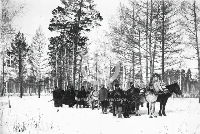 The convoy is in the woods, 1890. Creator: Unknown.