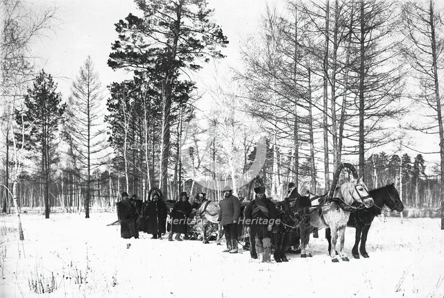 The convoy is in the woods, 1890. Creator: Unknown.