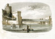 The Conwy Tubular Bridge on the Chester & Holyhead Railway North Wales, 1852. Artist: Alfred Ashley