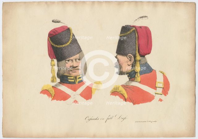 The Cossack uniform, 1820. Artist: Ackermann, Rudolph (1764-1834)