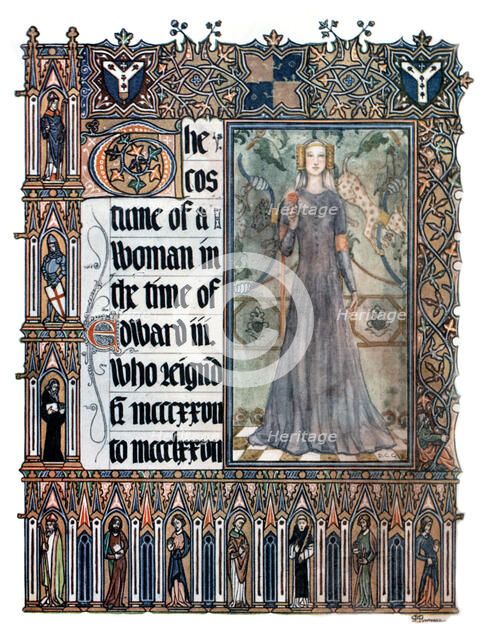 The costume of a woman in the reign of Edward III, (1909). Artist: Unknown