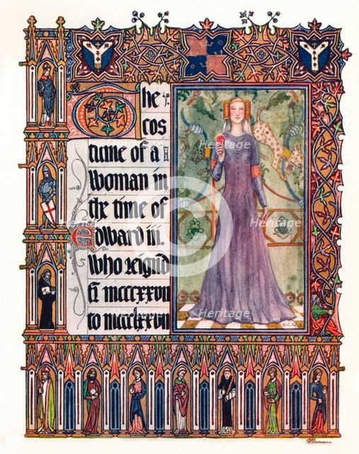 'The Costume of a woman in the reign of Edward III', c1353. Artist: Unknown.