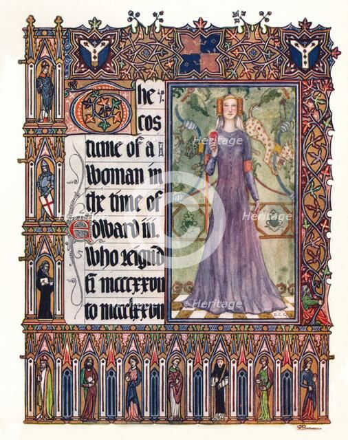 'The Costume of a woman in the reign of Edward III', c1353. Artist: Unknown.