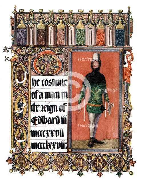 The costume of a man in the reign of Edward III, (1909). Artist: Unknown