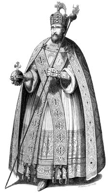 The costume worn by emperors during their coronations since the time of Charlemagne, 1579 (1846).Artist: A Bisson