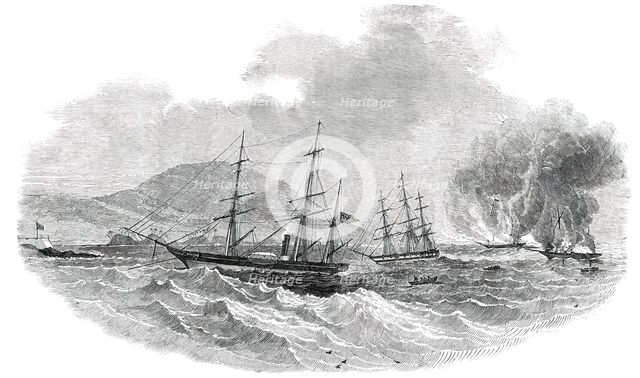 The "Cormorant" at Anchor, Destroying the Slave-Brigs "Serea" and "Donna Anna", 1850. Creator: Unknown.