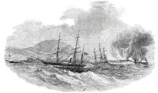 The "Cormorant" at Anchor, Destroying the Slave-Brigs "Serea" and "Donna Anna", 1850. Creator: Unknown