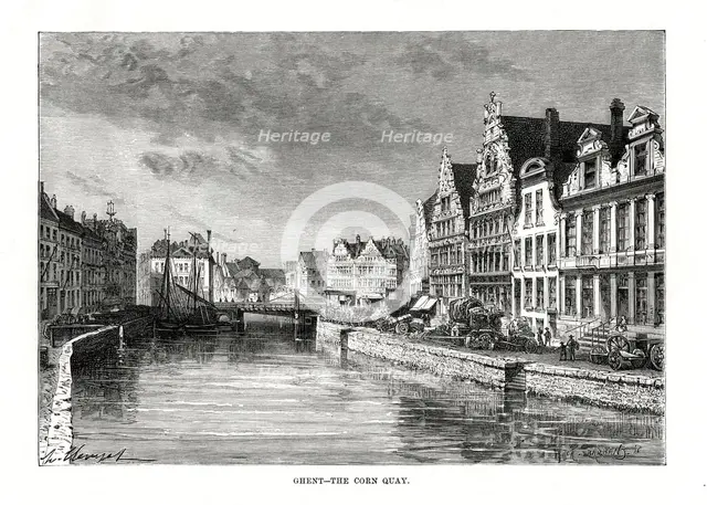 The Corn Quay, Ghent, Flanders, Belgium, 1879. Artist: Charles Barbant