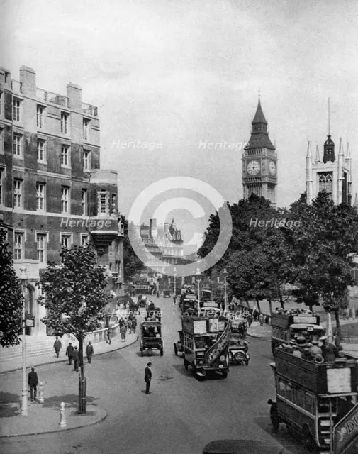 The corner of Tothill and Victoria Streets, looking towards Parliament Square, London, 1926-1927. Artist: Ellis