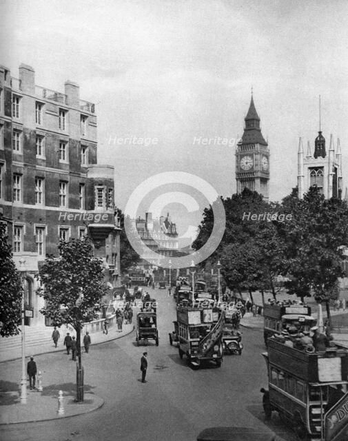 The corner of Tothill and Victoria Streets, looking towards Parliament Square, London, 1926-1927. Artist: Ellis