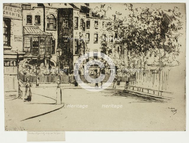 The Corner of Cheyne Walk, Chelsea, 1888-89. Creator: Theodore Roussel.