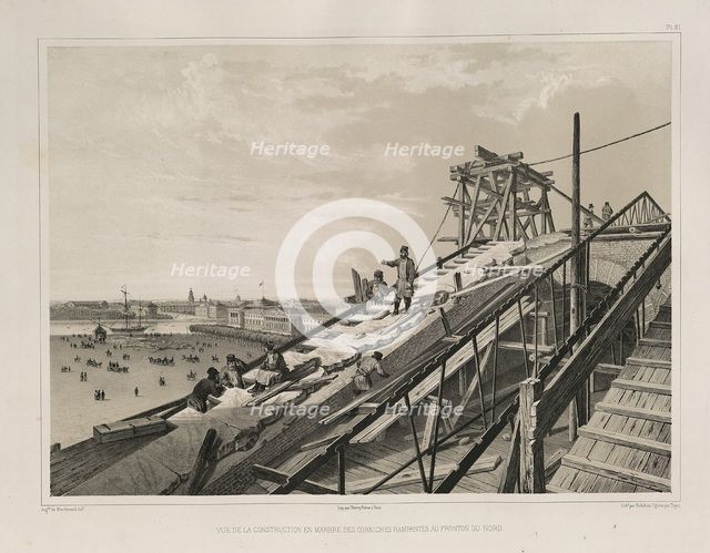 The Cornice Construction (From: The Construction of the Saint Isaac's Cathedral), 1845. Artist: Montferrand, Auguste, de (1786-1858)