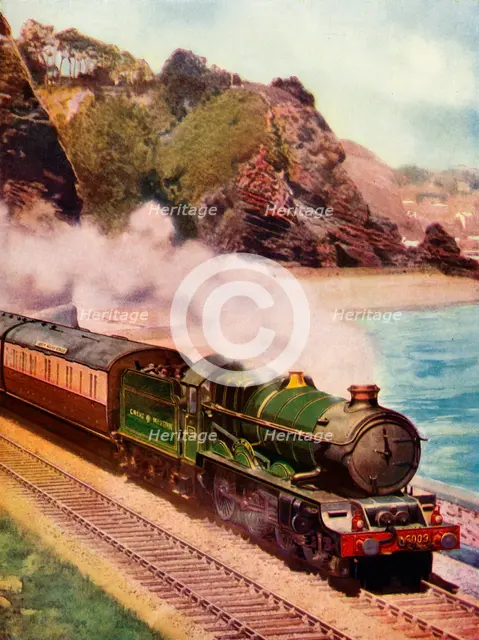 'The "Cornish Riviera Express" drawn by a "King" class locomotive', 1935-36. Creator: Unknown.
