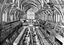 The coronation ceremony of James II in Westminster Hall, London, 1685 (c1905)