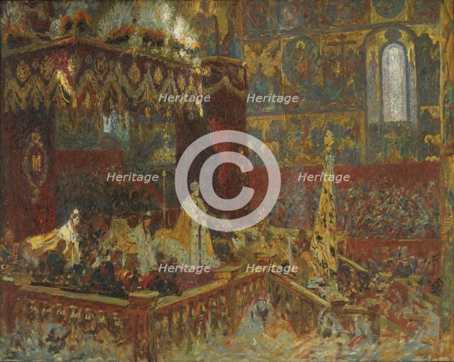 The Coronation Ceremony of Tsar Nicolai II in Moscow; sketch, 1896. Creator: Laurits Tuxen.
