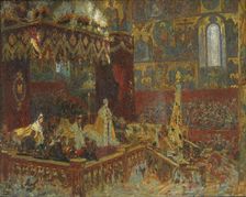 The Coronation Ceremony of Tsar Nicolai II in Moscow; sketch, 1896. Creator: Laurits Tuxen