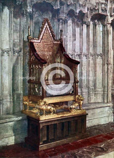The Coronation Chair, with the Stone of Scone, Westminster Abbey, London, 1937. Artist: Unknown
