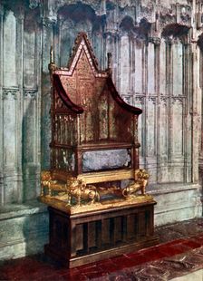 The Coronation Chair, with the Stone of Scone, Westminster Abbey, London, 1937