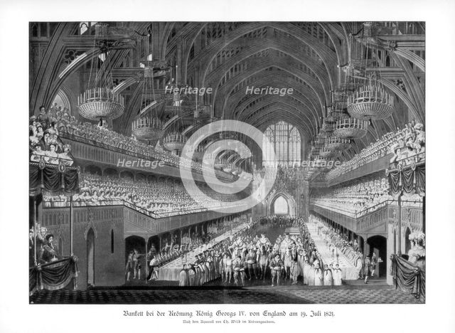 The coronation banquet of George IV at Westminster Hall, London, 19 July 1821 (1900). Artist: Unknown