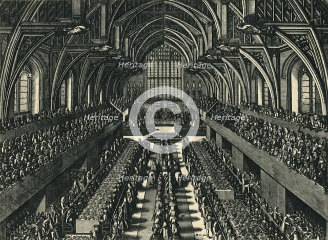 'The Coronation Dinner of James II in Westminster Hall', 1685, (1947).  Creator: Samuel Moore.