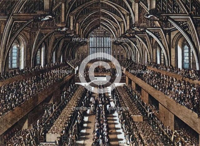 'The Coronation Dinner of James II in Westminster Hall', 1685, (1947).  Creator: Samuel Moore.