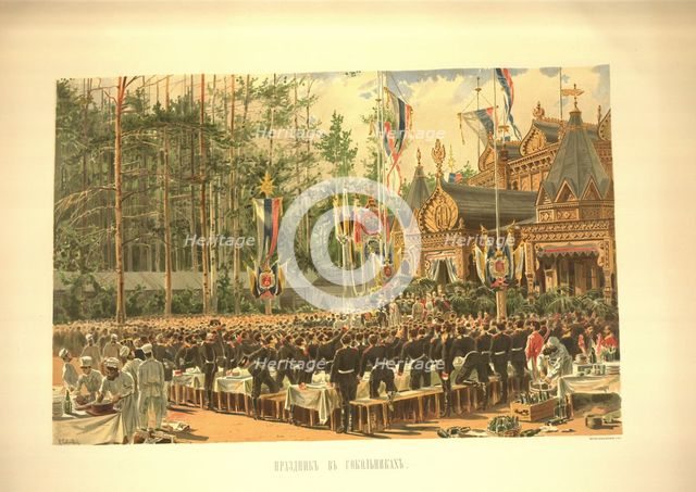 The coronation feast in Sokolniki (From the Coronation Album), 1883. Artist: Savitsky, Konstantin Apollonovich (1844-1905)