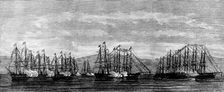 The Coronation in Norway: the British, German and Swedish Squadrons...firing a royal salute, 1873. Creator: Unknown